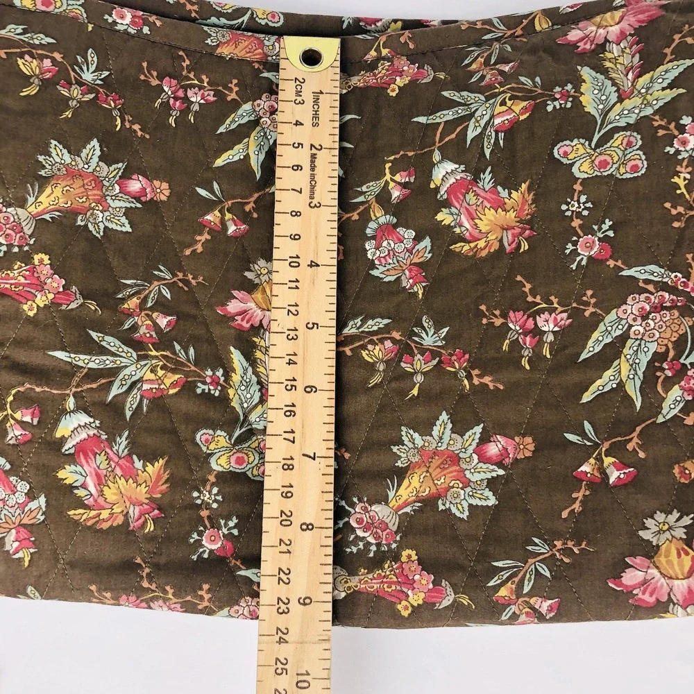 Garnet Hill 3-pc Quilted Toiletry Cosmetic Tote Purse Bag Brown Floral Set